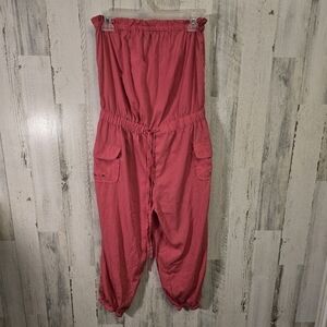Thread Story Pink Lightweight Strapless Jumpsuit Womens Size Large